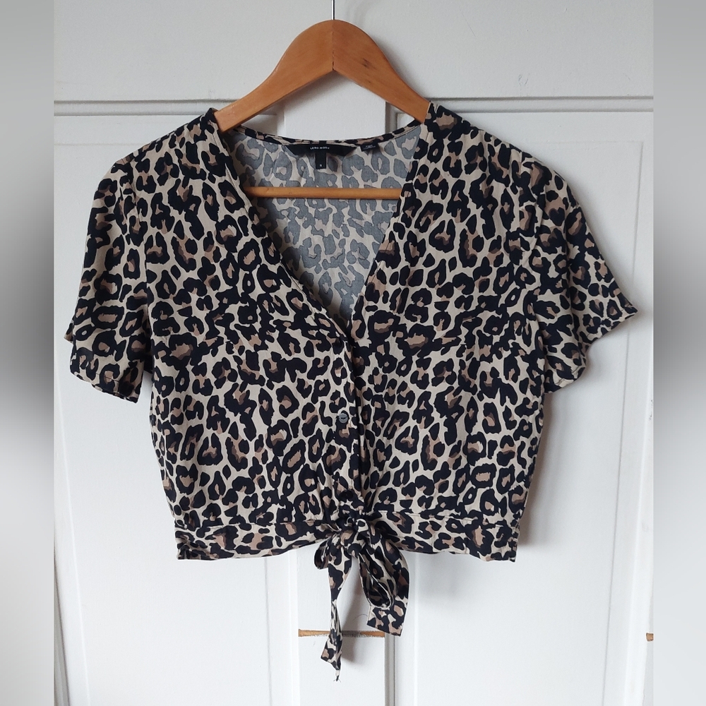 Leoperd Crop Tie Blous3